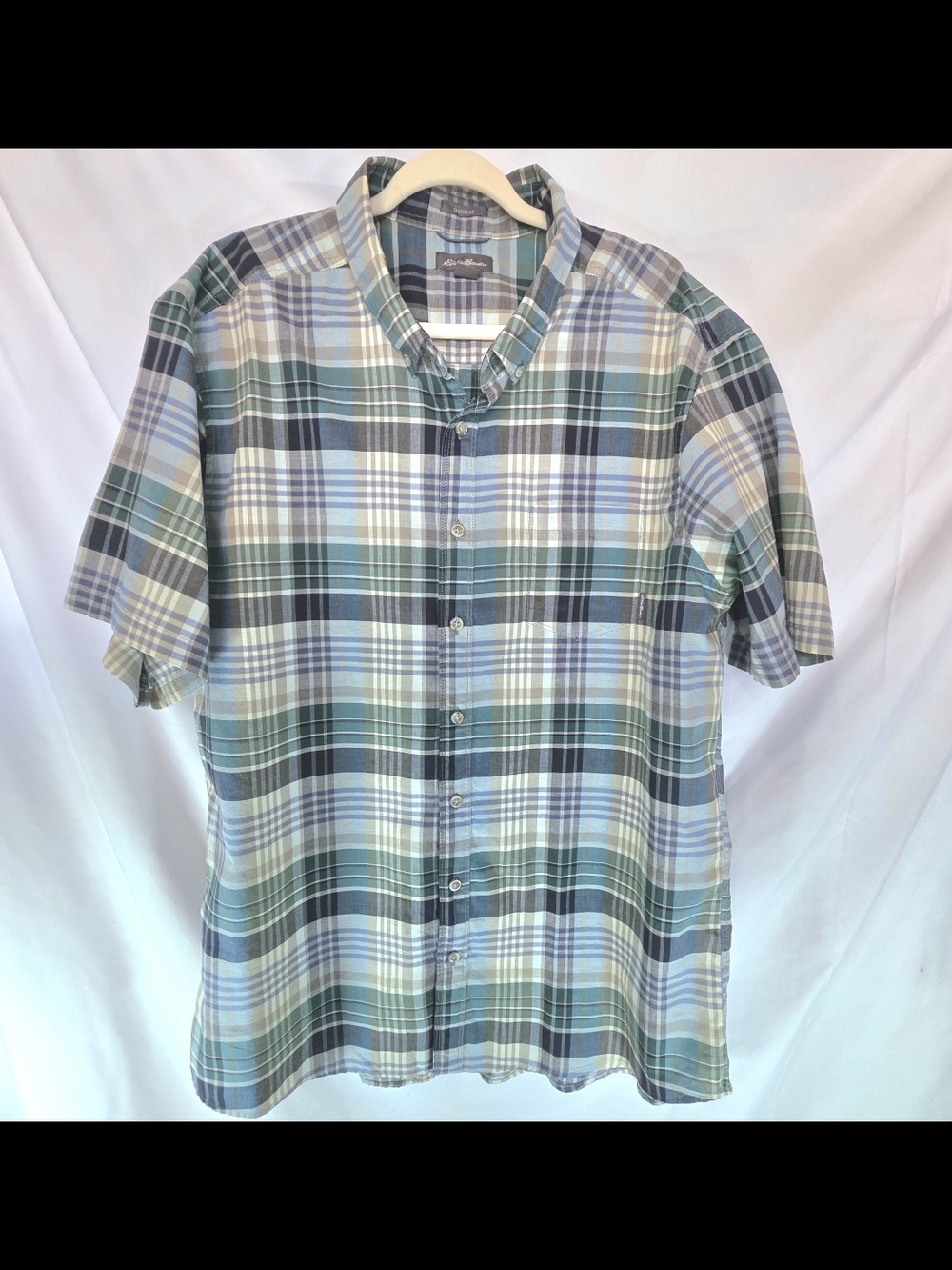 Eddie Bauer Men's Casual Untucked Plaid Classic Fit Short Sleeve Shirt T3XL